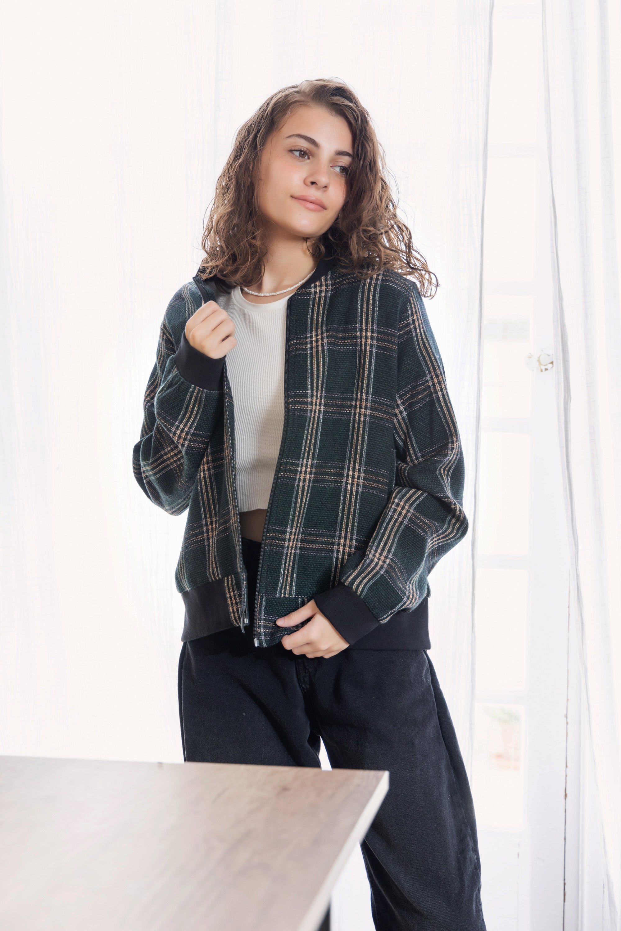 Image of Zipper Olive Jacket - Callista